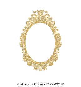 Vertical frame. Vintage golden frame made of flowers, patterns with copy space. For wedding invitations, cute card gifts