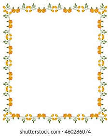 Vertical frame with yellow roses. Vector clip art.