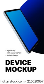 Gadget vertical, tablet, Smartphone Social Media Mockup. Banner de publicidad minimalista con dos dispositivos en fondo azul. Ilustración del vector