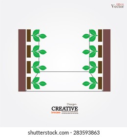vertical garden.tree on wall.vector illustration.