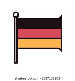 vertical German flag with a pole