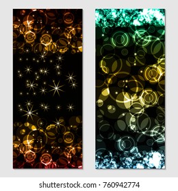 Vertical gift glitter, festive design background. Postcard for a Merry New Year and Merry Christmas. For a banner, flyer, label, certificate, company card. Vector. Colorful.