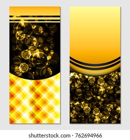 Vertical gift glitter, festive design background. Postcard for a Merry New Year and Merry Christmas. For a banner, flyer, label, certificate, company card. Vector. Colorful.