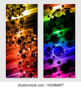 Vertical gift multicolored festive design background with glitter for invitation, voucher. For a banner, postcards. flyer, label, certificate, company card. Vector.
