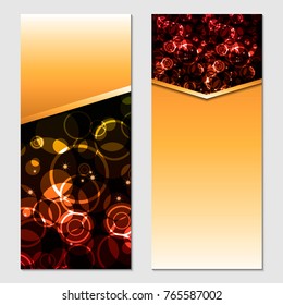 Vertical gift multicolored festive design background with glitter for invitation, voucher. For a banner, postcards. flyer, label, certificate, company card. Vector.