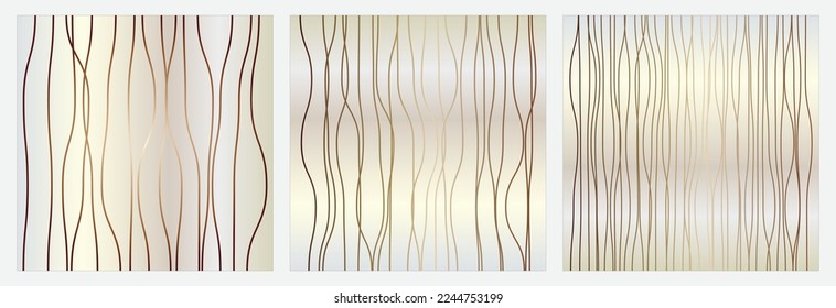 Vertical golden twist line in 3 sizes striped pattern on gradient background. Vector illustration. 