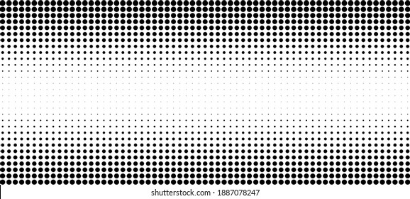 Vertical gradient of black and white dots. Halftone texture. Vector illustration. Monochrome dots background.