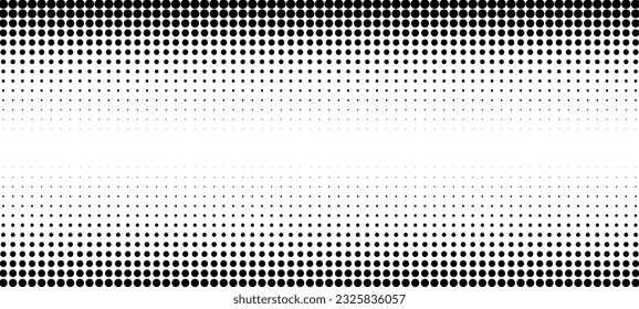 Vertical gradient of black and white dots. Halftone texture. Vector illustration. Monochrome dots background.