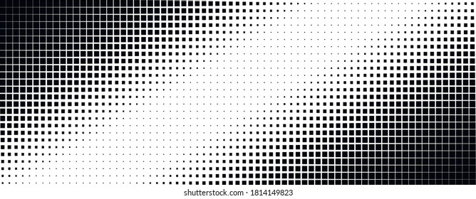 Vertical Gradient Of Black And White Squares. Halftone Pattern. Vector Illustration Monochrome Dots Background.