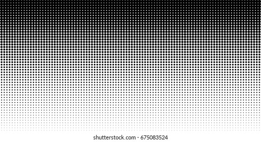 Vertical gradient halftone dots background, horizontal template using halftone dots pattern. Vector illustration