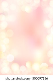 Vertical gradient light pink gradient blank paper background with bokeh border
