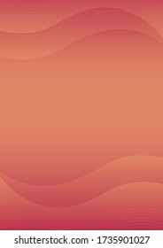 Vertical gradient red background with lines and waves. Eps10 vector.