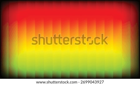 A vertical gradient transitions from deep red at the top through orange to bright yellow and green at the bottom.