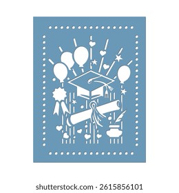 Vertical Graduation Postcard with cut out design. 