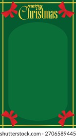 Fondo verde Vertical con marco de oro y área en blanco para el texto o título tema de Navidad