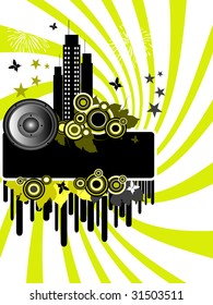 Vertical green and black grunge summers background
