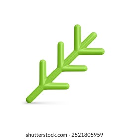 Vertical green branch with sharp needles realistic Christmas glossy bauble 3d template vector