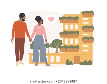 Vertical green city isolated concept vector illustration. Air pollution fighting building, space-saving eco solution, vertical forest, cost-effective construction innovation vector concept.