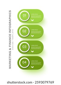Vertical green infographic design template with 4 step
