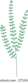 Vertical Green Leaf Stem Illustration
