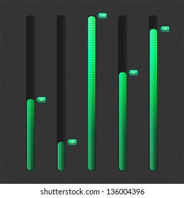 Vertical green loading bar. Collection of modern progress loading bars, eps 10