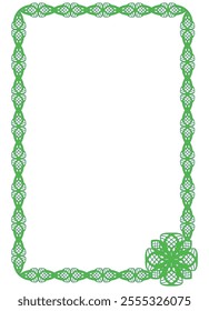 Vertical green openwork frame - vector color image. Frame for images or text