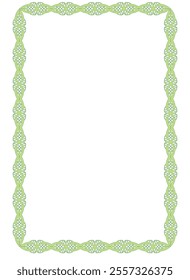 Vertical green rectangular wavy frame - vector image color. Scalloped Frame for images or text, copy space
