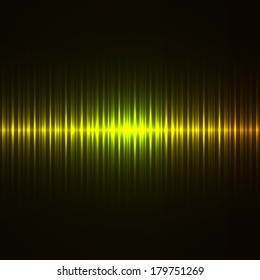 Vertical green and yellow lights dark vector background.