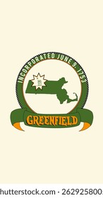 Vertical Greenfield, Massachusetts Flag, USA