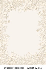 Vertical greeting card with pampas grass. Cover template with plants. Grey tones. Botanical background with copy space. Sketch. Layout border for greeting card, logos, covers, labels