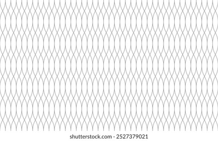 Vertical grey curvy line looks like an oval and rhombus geometric shape seamless pattern. Vector Repeating Texture.