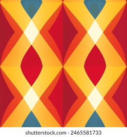 Vertical Groovy Retro Diamond Stripes 70s Background Seamless Pattern Bedding Curtain Fabric