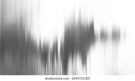 Vertikale abstrakte Halftonlinie mit gepunkteter Linie, monochrome Impuls-Echolinien, Vektorhintergrund.