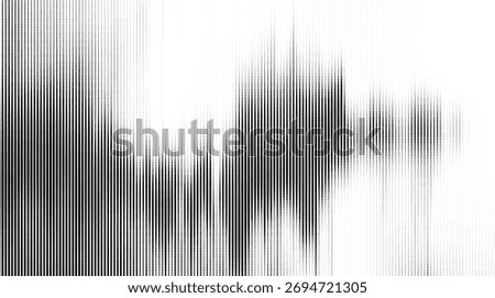 Vertical halftone abstract dotted line, monochrome pulse echo lines  vector background.