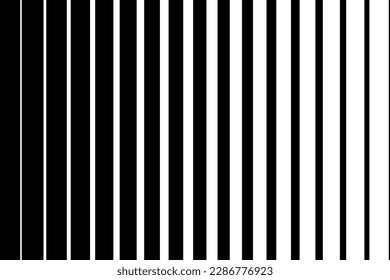 Vertical halftone big to small stripe pattern. Black and white striped line vector background. Gradation lines geometric texture.