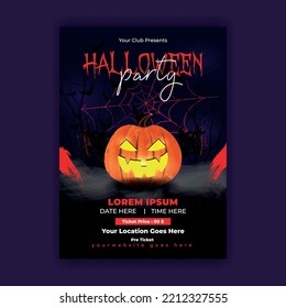 Vertical Halloween Party Flyer Template With Pumpkin