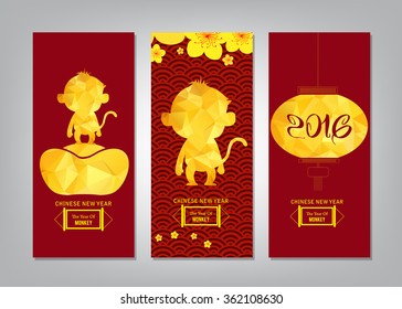 Vertical Hand Drawn Banners Set with Chinese New Year