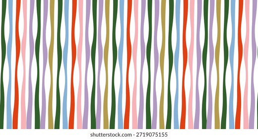 Padrão de arco-íris de linha desenhada à mão vertical sem costura. Impressão vetorial com linhas de cores diferentes. Impressão em tecido e papel.