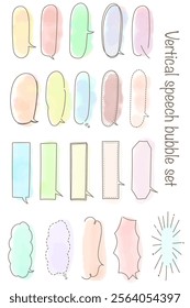 Vertical handwritten speech bubble set in watercolor style