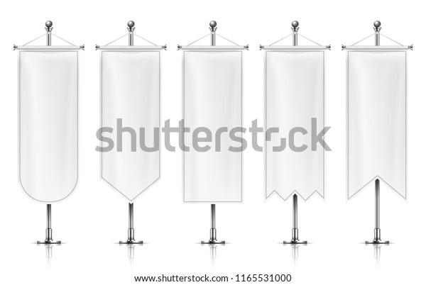 Vertical Hanging Banners White Empty Flags Stock Vector (Royalty Free ...