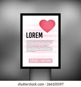 Vertical heart light billboard background vector illustration