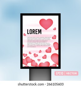 Vertical heart light billboard background vector illustration