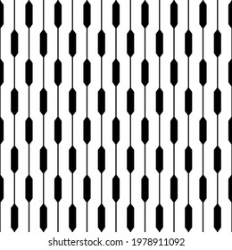 Vertical hexagons on ropes. Vector black seamless hexahonal shapes.