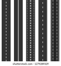 Vertical highway seamless roads collection vector illustration