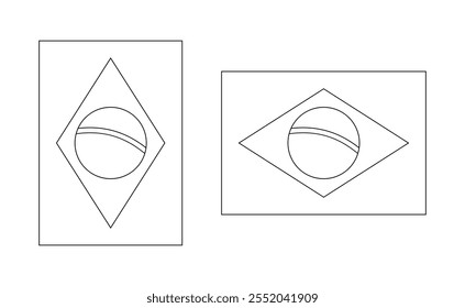 vertical e horizontal brasil bandeira outline. ilustração vetorial