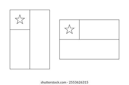 vertical and horizontal chile flag outline. vector illustration