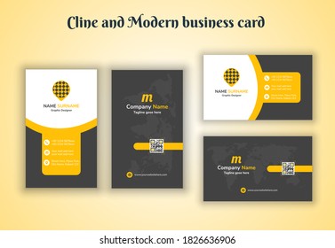 Vertical & Horizontal Cline And Modern Business Card Print Template