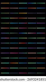 Padrões de linha coloridos verticais e horizontais em um plano de fundo preto.