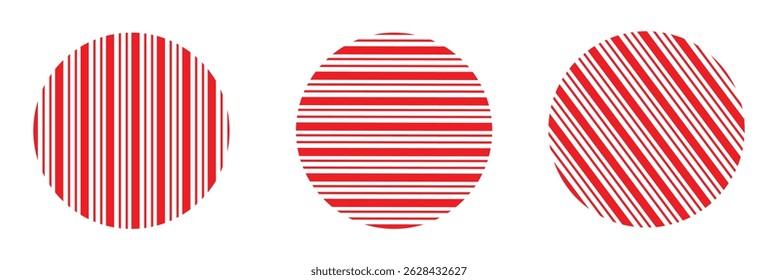 Vertical, horizontal, diagonal stripes in circle - vector for print or design on white background.