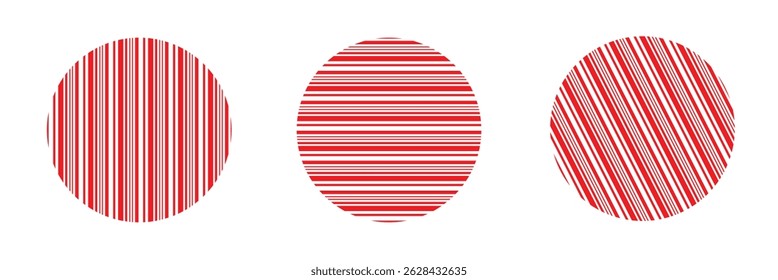 Vertical, horizontal, diagonal stripes in circle - vector for print or design on white background.